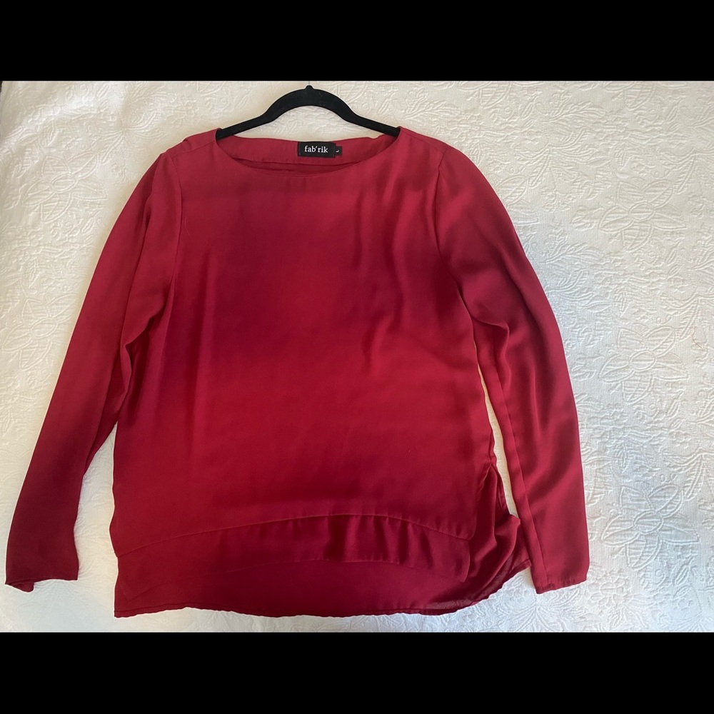 Deep red long sleeve blouse